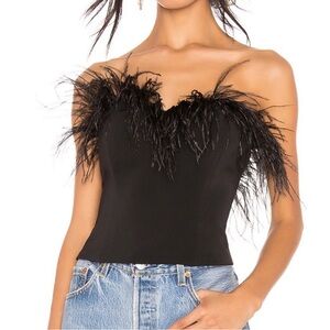 LPA Black Embellished Backless Bustier Crop Top